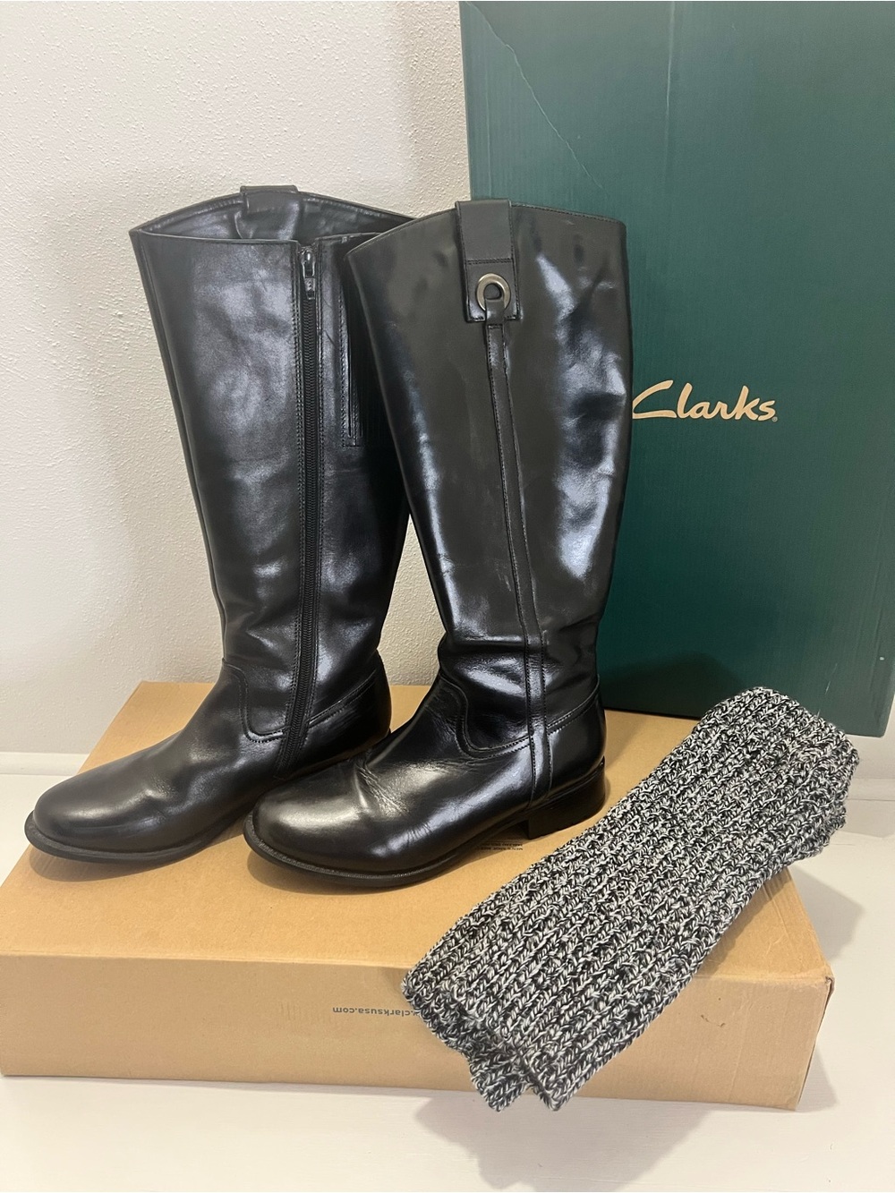 Clarks: Leather Knee-High Riding Boots